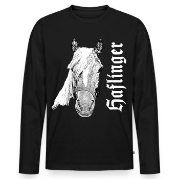 Haflinger, chevaux, tête de cheval, animal, animal, - T-shirt manches longues Premium bio Homme - noir - Devant - Nico (187cm)