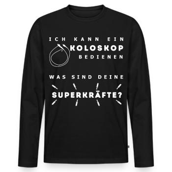 Ärzte Koloskop Superkraefte Endoskopie Geschenk - Männer Premium Bio Langarmshirt - Schwarz - Vorne - Nico (187cm)