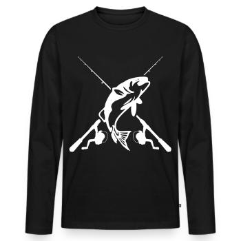 Angeln - Männer Premium Bio Langarmshirt - Schwarz - Vorne - Nico (187cm)
