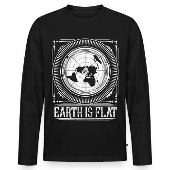 Flat Earth Vintage - Flache Erde Karte - Männer Premium Bio Langarmshirt - Schwarz - Vorne - Nico (187cm)