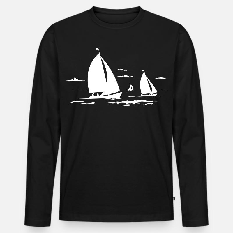 Segelboote - Männer Premium Bio Langarmshirt - Schwarz