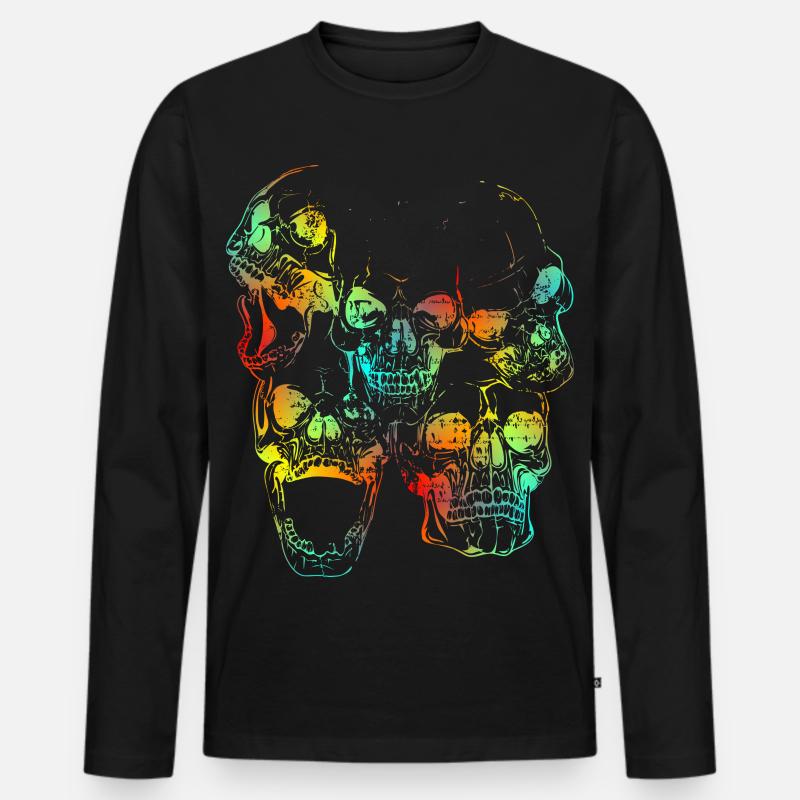 Skulls - Männer Premium Bio Langarmshirt - Schwarz