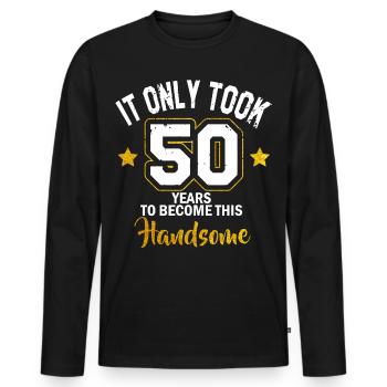 50. Geburtstag Geschenk Papa Opa 50. Geburtstag - Männer Premium Bio Langarmshirt - Schwarz - Vorne - Nico (187cm)