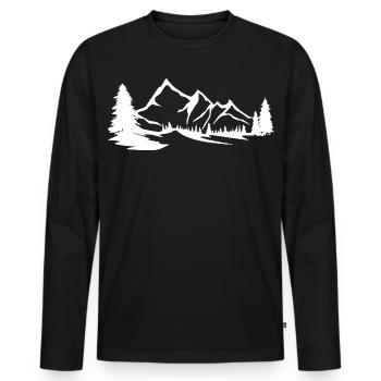 Berge - Gebirge - Männer Premium Bio Langarmshirt - Schwarz - Vorne - Nico (187cm)