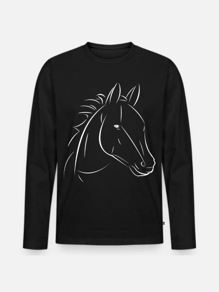 Horse Line Drawing Contrast - Men's Premium Organic Long Sleeve Shirt - black