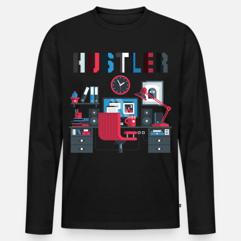 Hustler Arbeitstier - Männer Premium Bio Langarmshirt - Schwarz