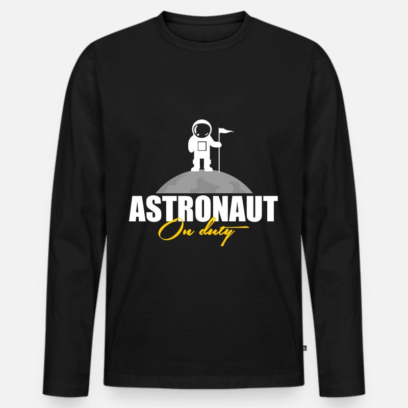 Astronaut im Einsatz Geschenk - Männer Premium Bio Langarmshirt - Schwarz