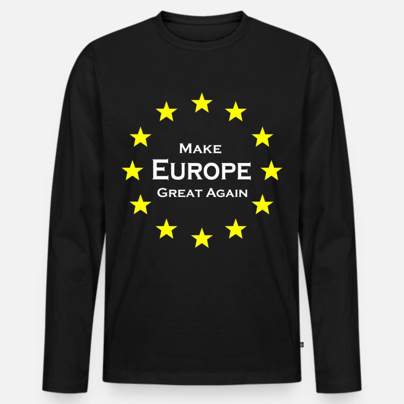 Europa - Männer Premium Bio Langarmshirt - Schwarz