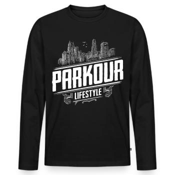 Parkour - Parcour - Freerunning - Men's Premium Organic Long Sleeve Shirt - black - Front - Nico (187cm)