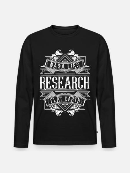 Flache Erde - Research Flat Earth - Männer Premium Bio Langarmshirt - Schwarz