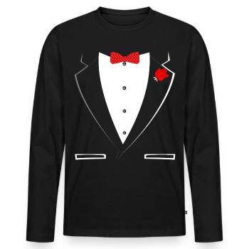 Smoking pour homme - T-shirt manches longues Premium bio Homme - noir - Devant - Nico (187cm)