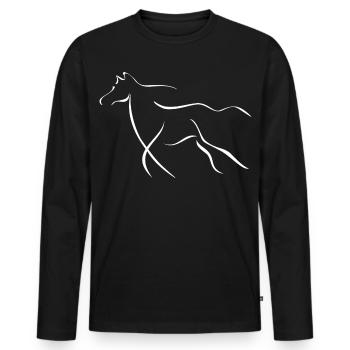 Elegantes Pferd  - Männer Premium Bio Langarmshirt - Schwarz - Vorne - Nico (187cm)