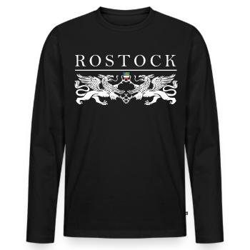 Rostock Greif Doppel - Männer Premium Bio Langarmshirt - Schwarz - Vorne - Nico (187cm)