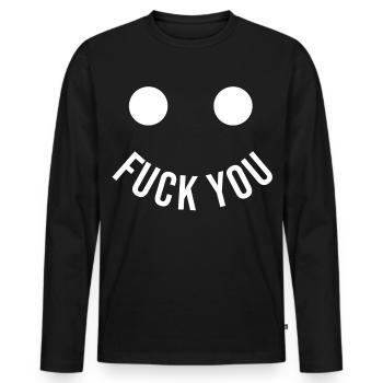 Va te faire sourire - T-shirt manches longues Premium bio Homme - noir - Devant - Nico (187cm)