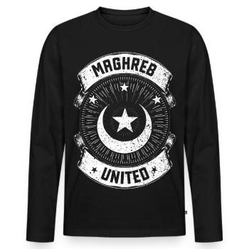 Maghreb ♥ Maghreb United - T-shirt manches longues Premium bio Homme - noir - Devant - Nico (187cm)