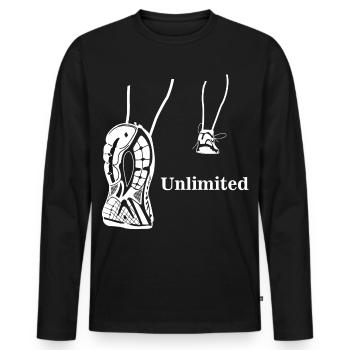 Illimité - conception en cours d'exécution - T-shirt manches longues Premium bio Homme - noir - Devant - Nico (187cm)