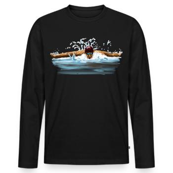 swimmer - Men's Premium Organic Long Sleeve Shirt - black - Front - Nico (187cm)