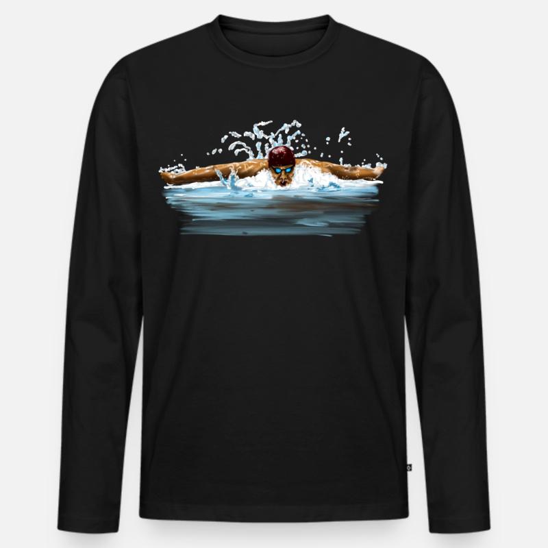Schwimmer - Männer Premium Bio Langarmshirt - Schwarz