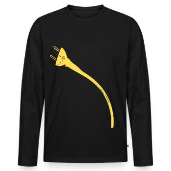 Stecker Gelb - Männer Premium Bio Langarmshirt - Schwarz - Vorne - Nico (187cm)