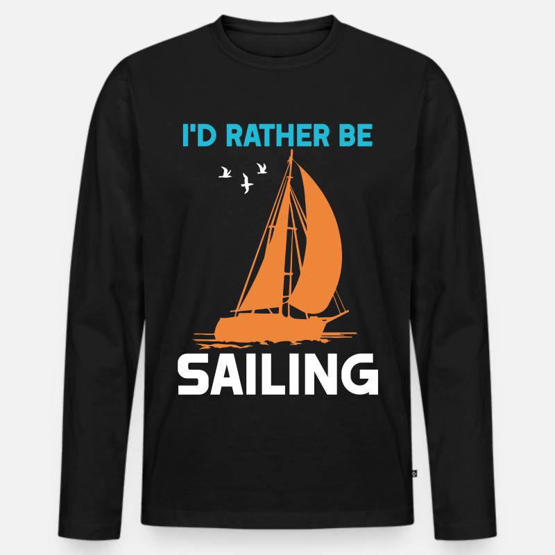 I'd rather be Sailing - Männer Premium Bio Langarmshirt - Schwarz