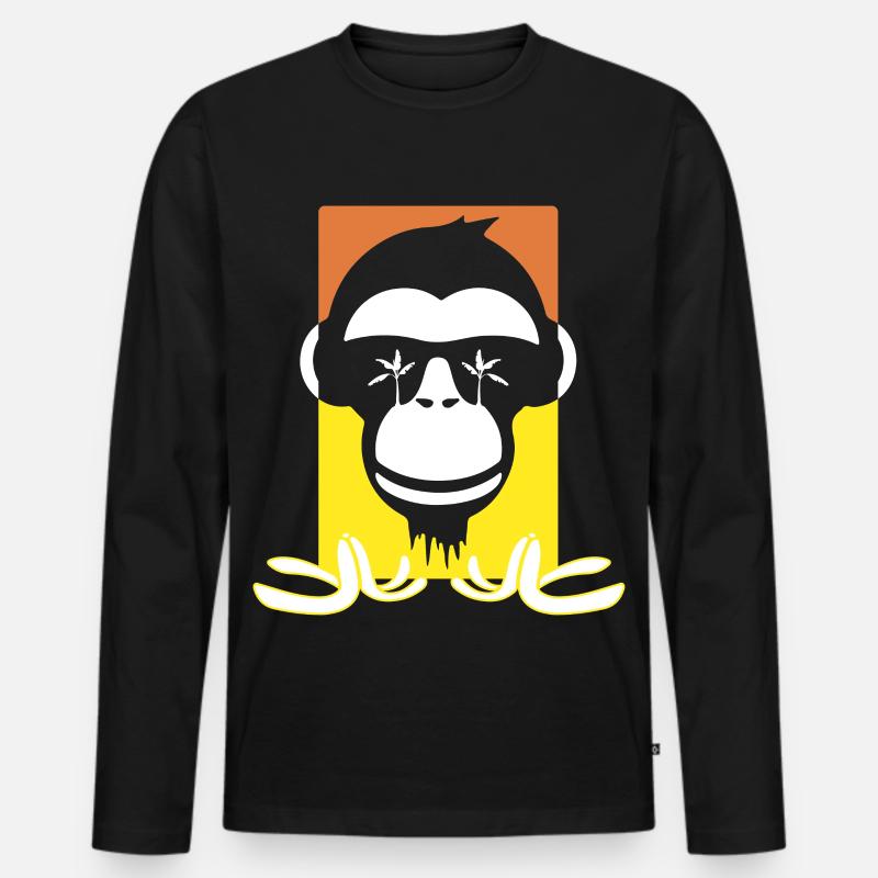 Lustiger Affe - Männer Premium Bio Langarmshirt - Schwarz