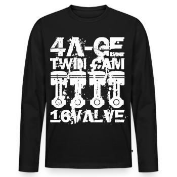 Moteur 4A GE Twin Cam 16 Valve. Le moteur légendaire - T-shirt manches longues Premium bio Homme - noir - Devant - Nico (187cm)