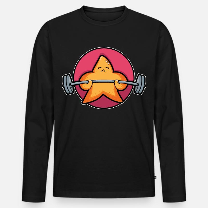 Gewichtheber-Seestern - Männer Premium Bio Langarmshirt - Schwarz