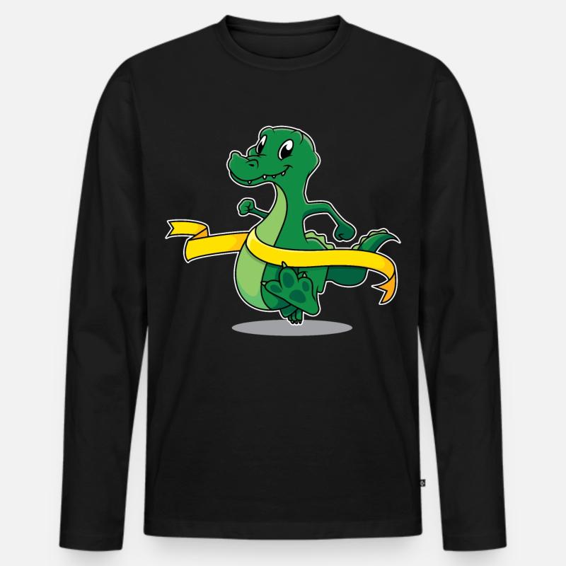 Marathon-Krokodil - Männer Premium Bio Langarmshirt - Schwarz