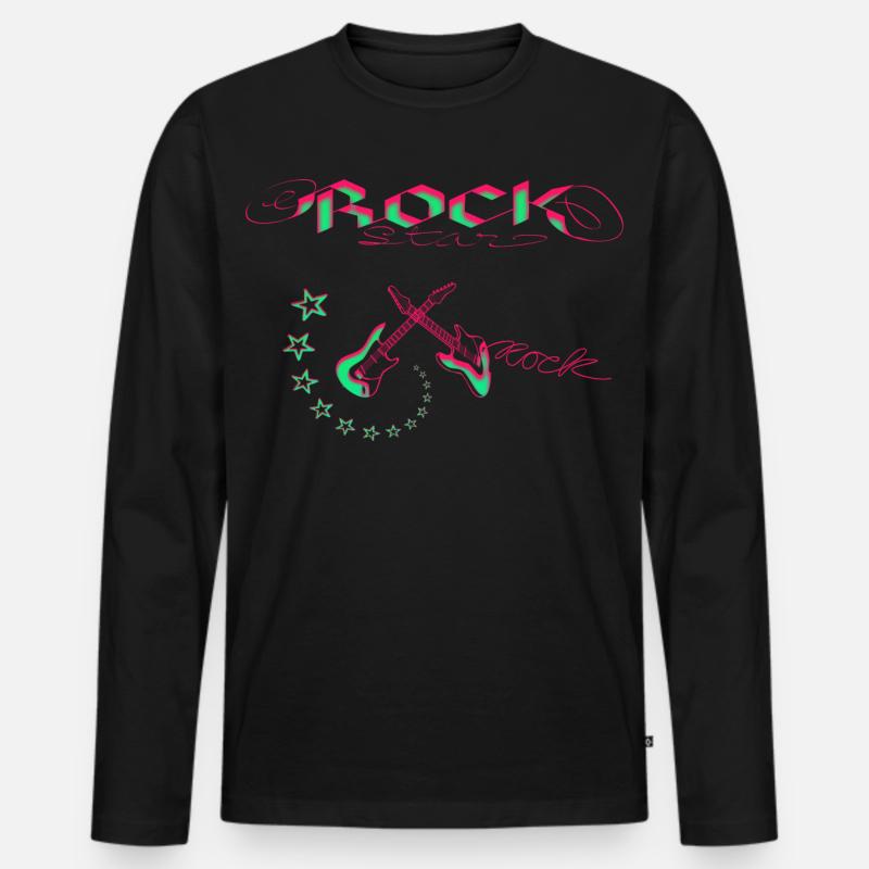 Rock Star Neon - Männer Premium Bio Langarmshirt - Schwarz