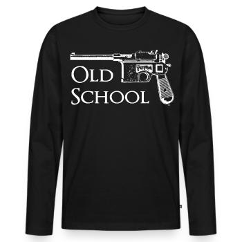 Old School Pistole – Retro Motiv für Männer - Männer Premium Bio Langarmshirt - Schwarz - Vorne - Nico (187cm)