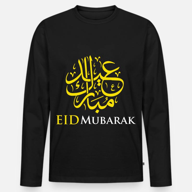 Islam Eid Mubarak - Männer Premium Bio Langarmshirt - Schwarz