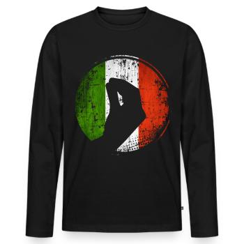 Italienische Flagge mit typischer Handgeste - Männer Premium Bio Langarmshirt - Schwarz - Vorne - Nico (187cm)