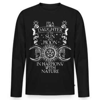 Harmony with sun and moon motifs - Men's Premium Organic Long Sleeve Shirt - black - Front - Nico (187cm)