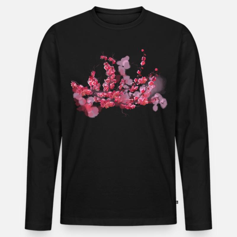 sakura - Männer Premium Bio Langarmshirt - Schwarz