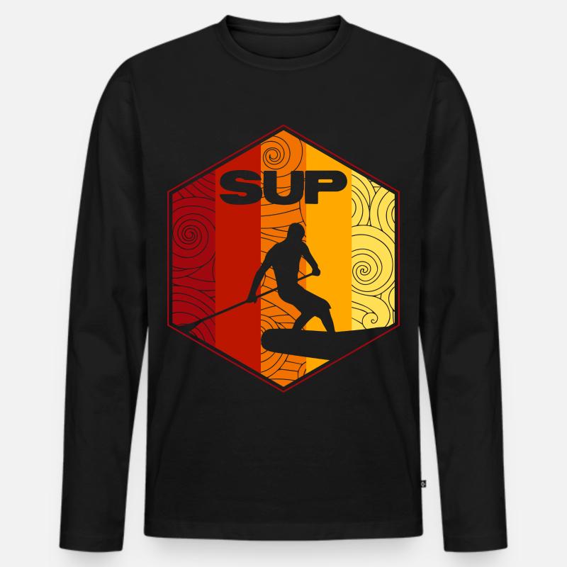 SUP Surf - Männer Premium Bio Langarmshirt - Schwarz