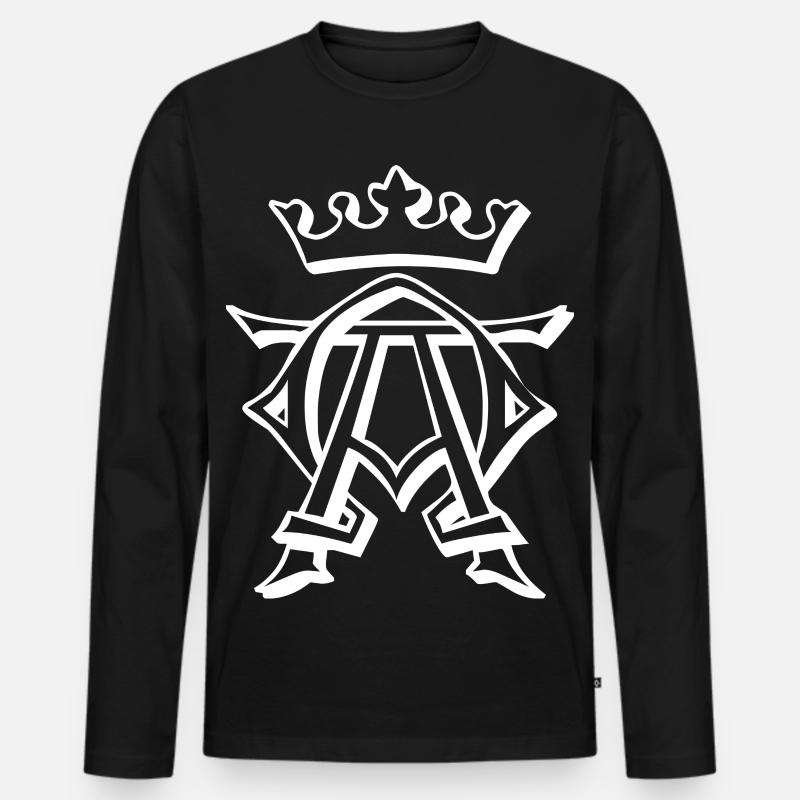 King, Krone, König - Männer Premium Bio Langarmshirt - Schwarz