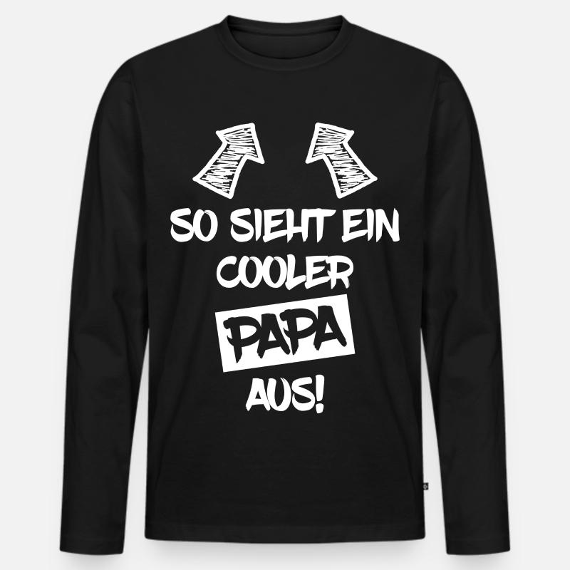 So sieht ein cooler Papa aus - Männer Premium Bio Langarmshirt - Schwarz