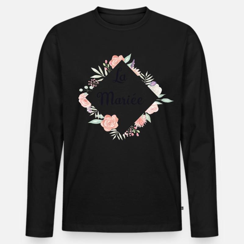 Romantische Blumen Die Braut - Männer Premium Bio Langarmshirt - Schwarz