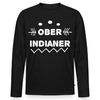 Ober Indianer Tribal Muster - Männer Premium Bio Langarmshirt - Schwarz - Vorne - Nico (187cm)