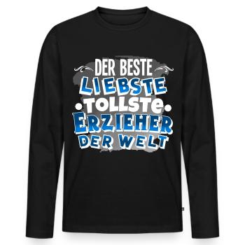 educator - Men's Premium Organic Long Sleeve Shirt - black - Front - Nico (187cm)