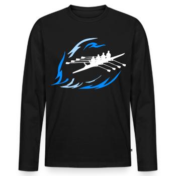Rudersport - Doppel 4er - Männer Premium Bio Langarmshirt - Schwarz - Vorne - Nico (187cm)