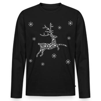 Deer of stars and snowflakes, reindeer - Men's Premium Organic Long Sleeve Shirt - black - Front - Nico (187cm)