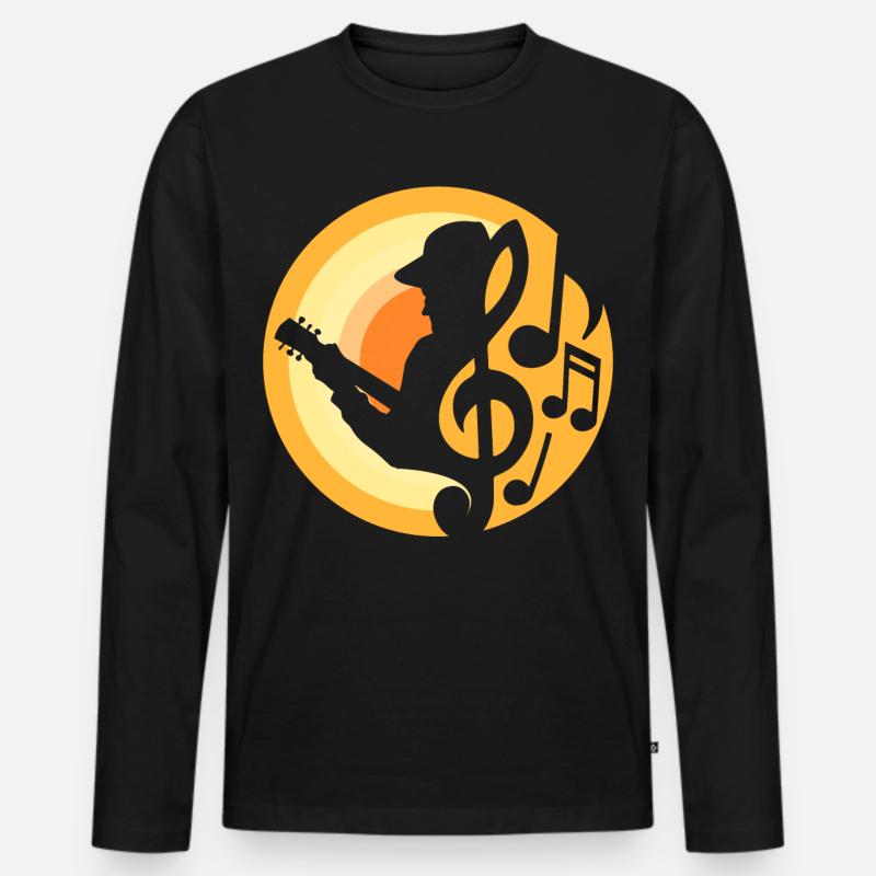 Gitarren-Spieler - Männer Premium Bio Langarmshirt - Schwarz