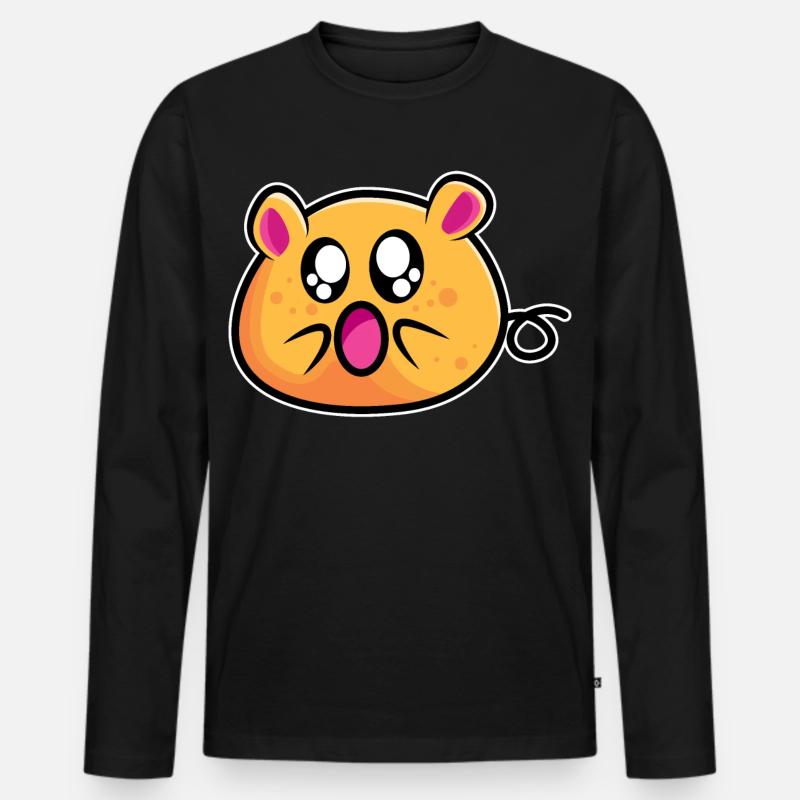 Lustige Maus - Männer Premium Bio Langarmshirt - Schwarz