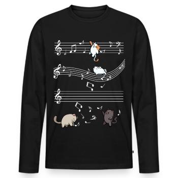 Katzenmusik auf Notenlinien - Männer Premium Bio Langarmshirt - Schwarz - Vorne - Nico (187cm)
