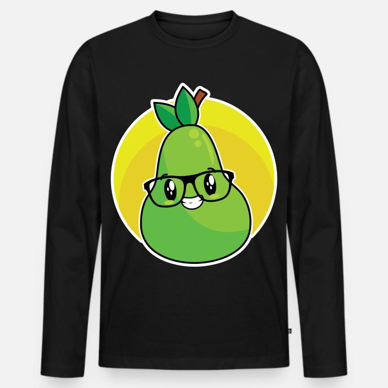 Birne - Männer Premium Bio Langarmshirt - Schwarz