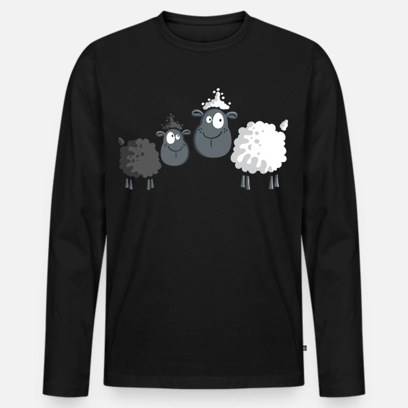 Zwei Schafe - Sheep - Schaf - Comic - Cute - Kids - Männer Premium Bio Langarmshirt - Schwarz