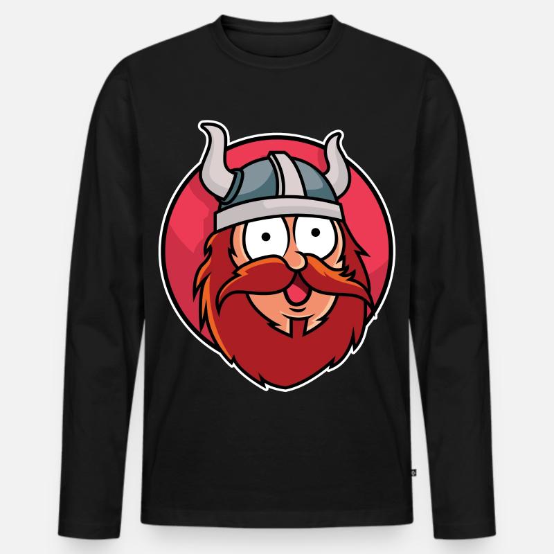 Lustiger Wikinger - Männer Premium Bio Langarmshirt - Schwarz