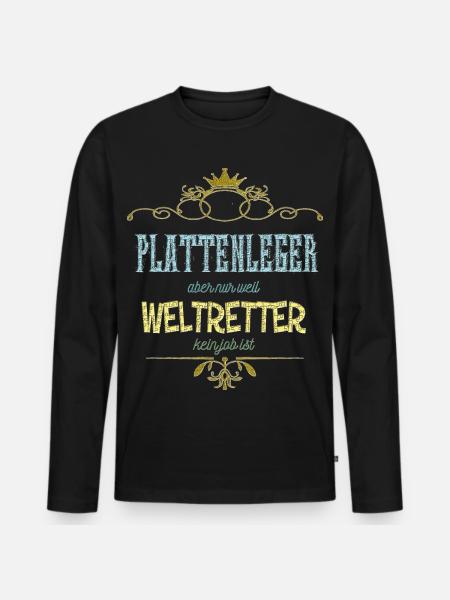 Plattenleger Weltretter - Männer Premium Bio Langarmshirt - Schwarz