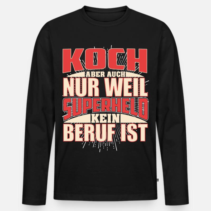 Koch Superheld - Männer Premium Bio Langarmshirt - Schwarz